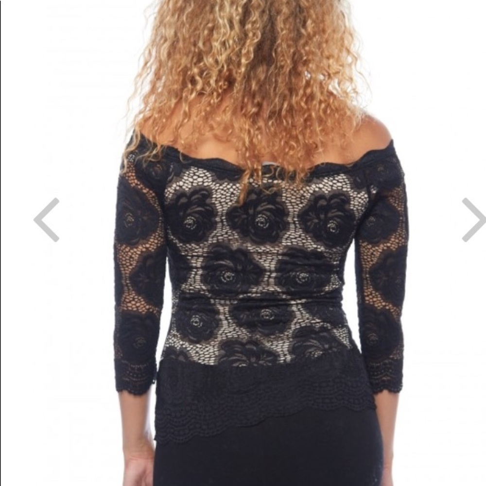 Burgundy KIMCINE ROSE HOLLOW OUT OFF SHOULDER TOP - Picture 3 of 6